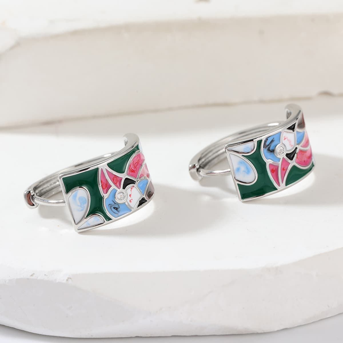 Color Block Bird Dangle Earrings, Artistic Design